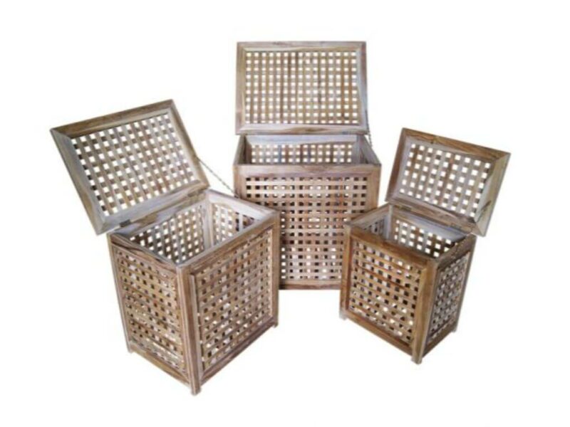 gartenmoebel gartenkorb teakholz 55x36cm  rechteckig teak korb set massiv lidia di2906