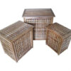 Gartenmoebel gartenkorb Teakholz 55x36cm  Rechteckig Teak korb set massiv Lidia DI2906