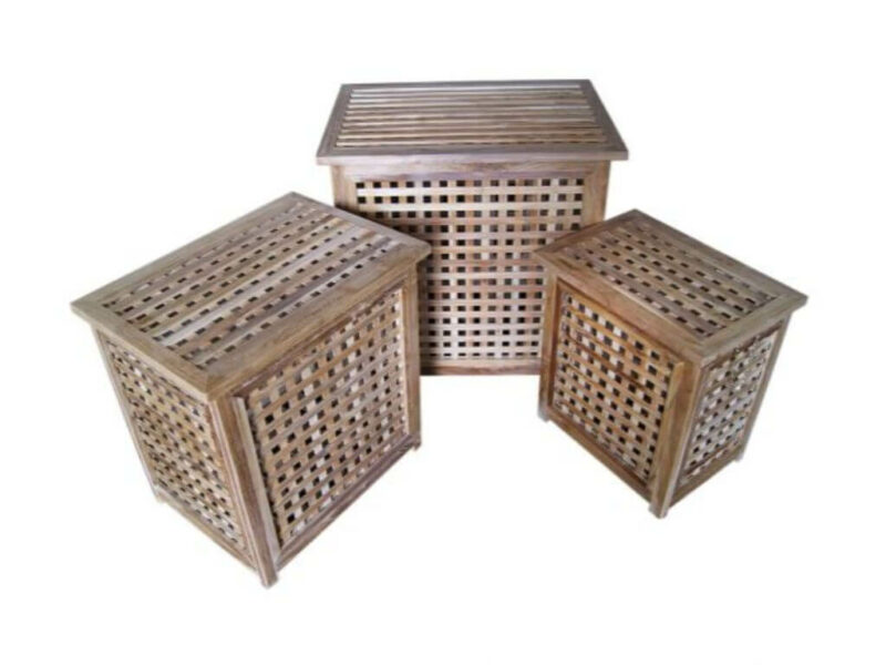 gartenmoebel gartenkorb teakholz 55x36cm  rechteckig teak korb set massiv lidia di2906