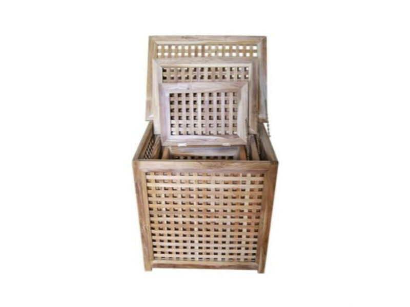 gartenmoebel gartenkorb teakholz 55x36cm  rechteckig teak korb set massiv lidia di2906