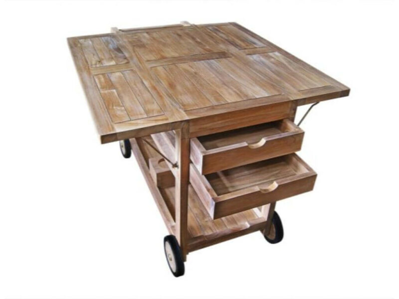 gartenmöbel teakholz servierwagen 105x42cm teak massiv sofia di2904