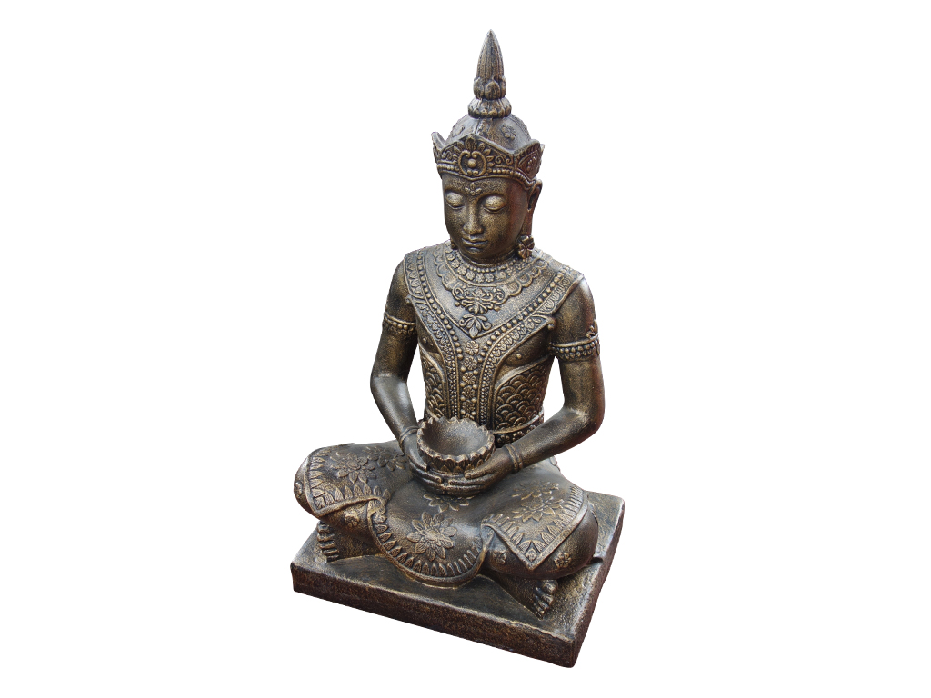 Buddha Statue K052 Skulptur Lavasteinguss Handbemalt