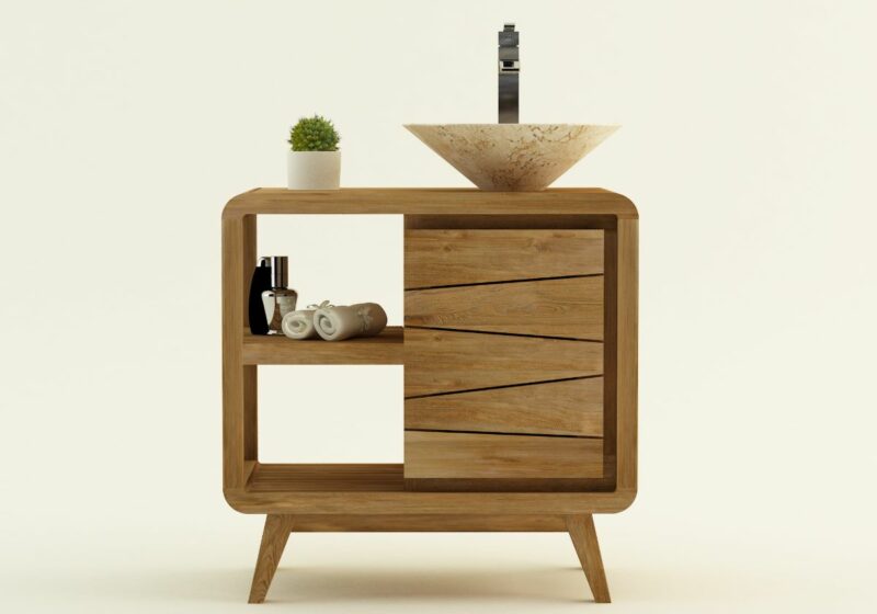 einzelwaschtisch turin 11 teakholz massiv badmöbel unterschrank badezimmer 80 cm rbk2310