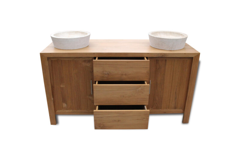 doppelwaschtisch - badmöbel teakholz 150cm waschtischunterschrank massivholz rb2203 – bild 8
