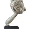 k085 wohnzimmer dekorative buddha kopf lavastein asian relaxing antik skulptur weiss 1