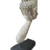 k085 wohnzimmer dekorative buddha kopf lavastein asian relaxing antik skulptur weiss 3 buddha kopf aus lavastein