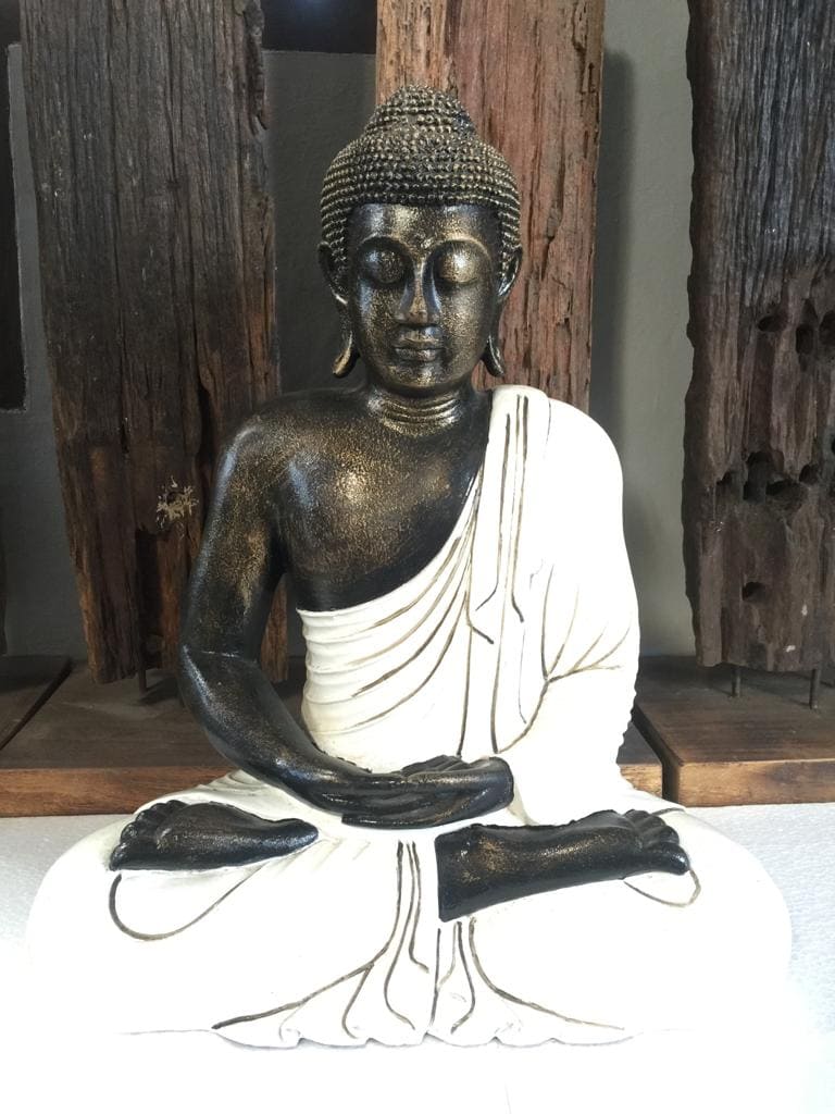 k087 wohnzimmer garten lavastein dekorative buddha statue meditation glaenzend weiss 1