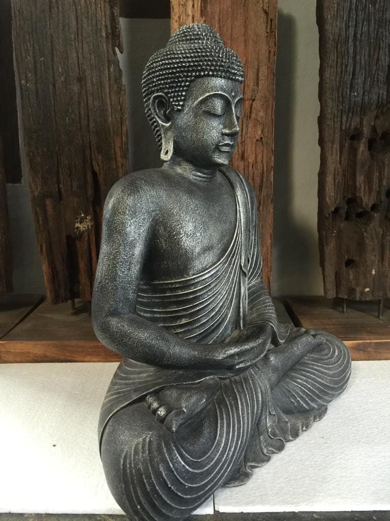 Buddha Sitzend Lavastein Figur Feng Shui Meditation Skulptur Lotus