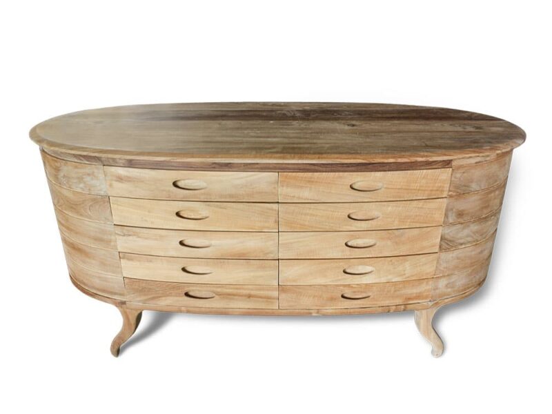 kommode larissa - wohnzimmermöbel natur massivholz teakholz design 160cm schrank schubladen sideboard highboard ap1280