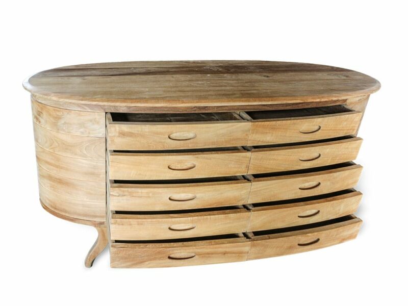 kommode larissa - wohnzimmermöbel natur massivholz teakholz design 160cm schrank schubladen sideboard highboard ap1280 – bild 5