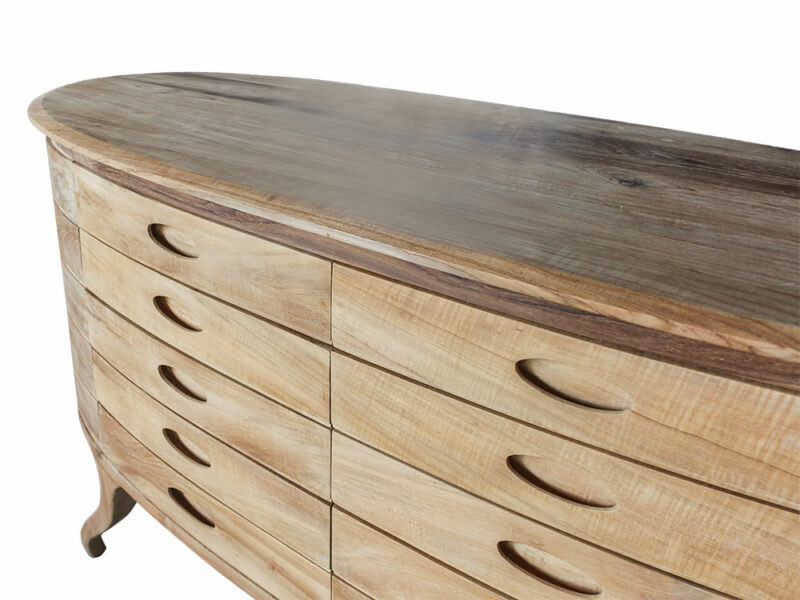 kommode larissa - wohnzimmermöbel natur massivholz teakholz design 160cm schrank schubladen sideboard highboard ap1280 – bild 4