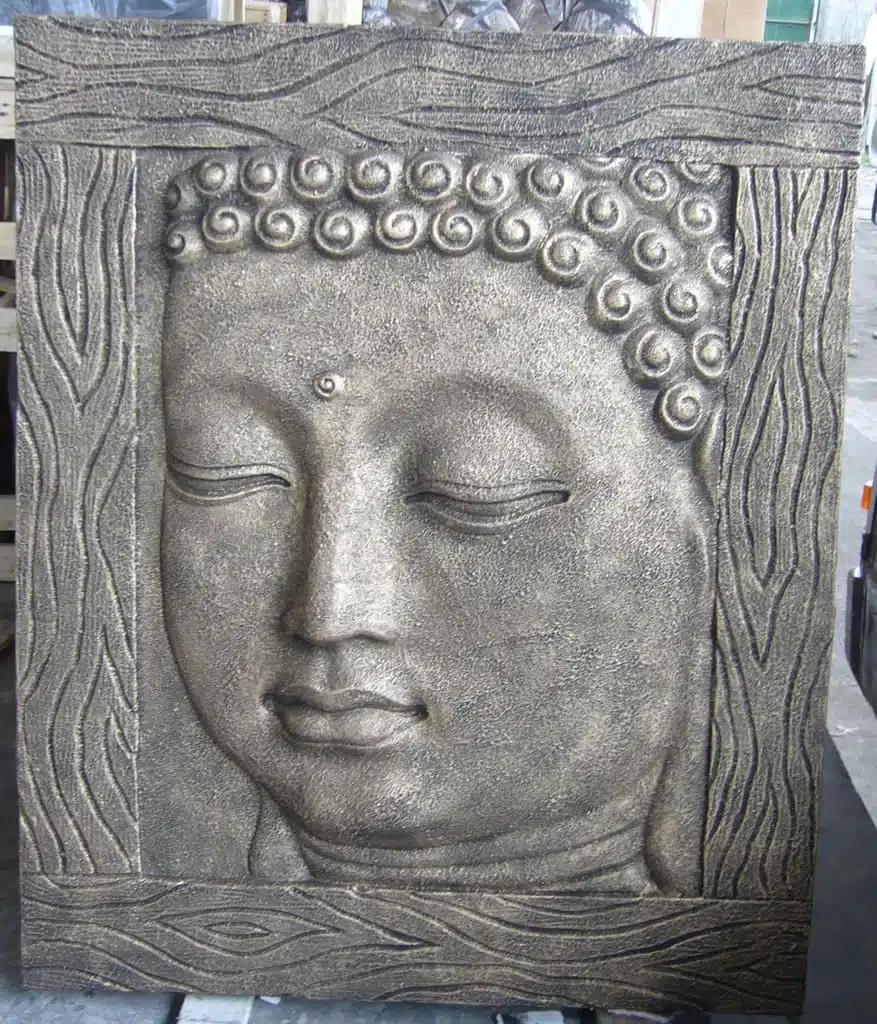 k090 Kopf Buddha Antik Figur Deko Asian Wandrelief Lavastein