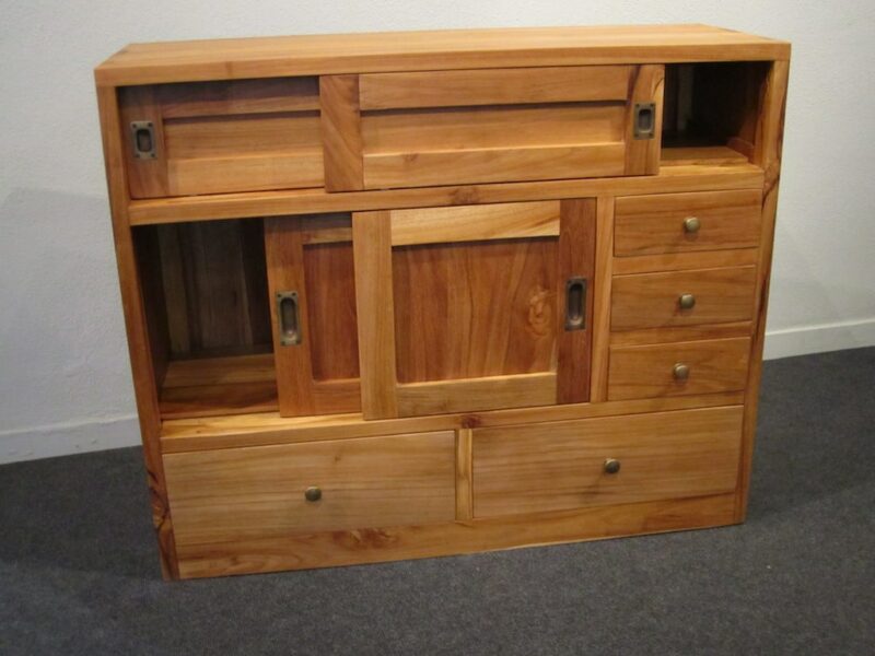 teakholz kommode in farbe nußbaum sideboard schubladenschrank schubladen 90cm kommode ad1653 – bild 5