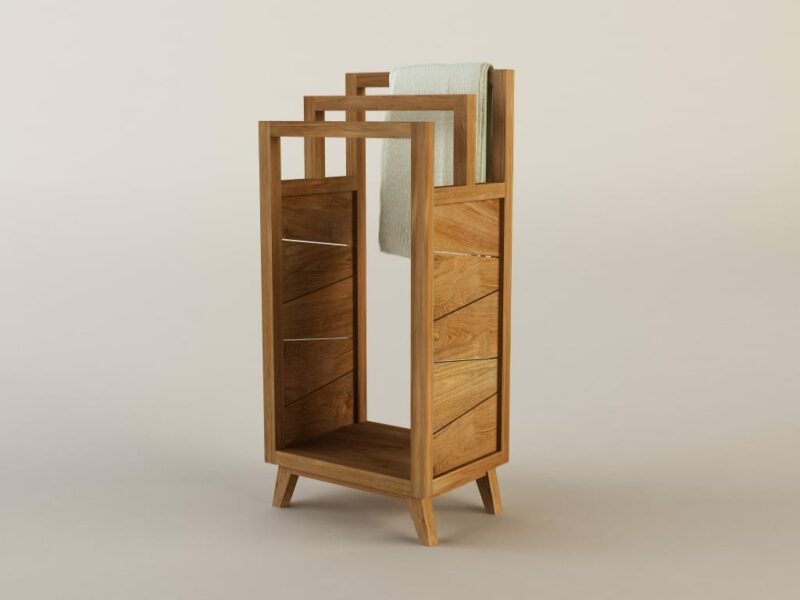 badmöbel set turin 75 doppel waschtisch mit waschbecken hochschrank spiegel badezimmer teakholz massivholz rbk2367 – bild 4