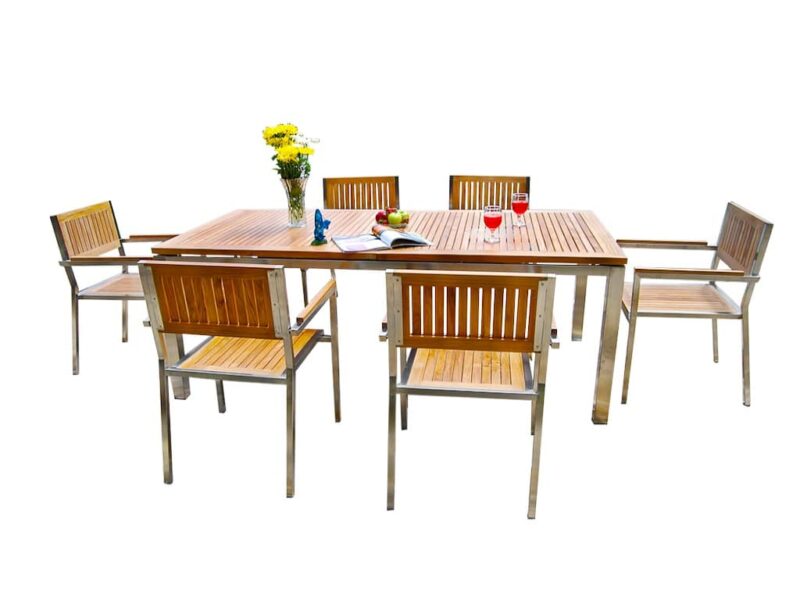 gartenmöbel set venedig 02 - gartentisch gartenstuhl teakholz aluminium hotel gastro rbd1301