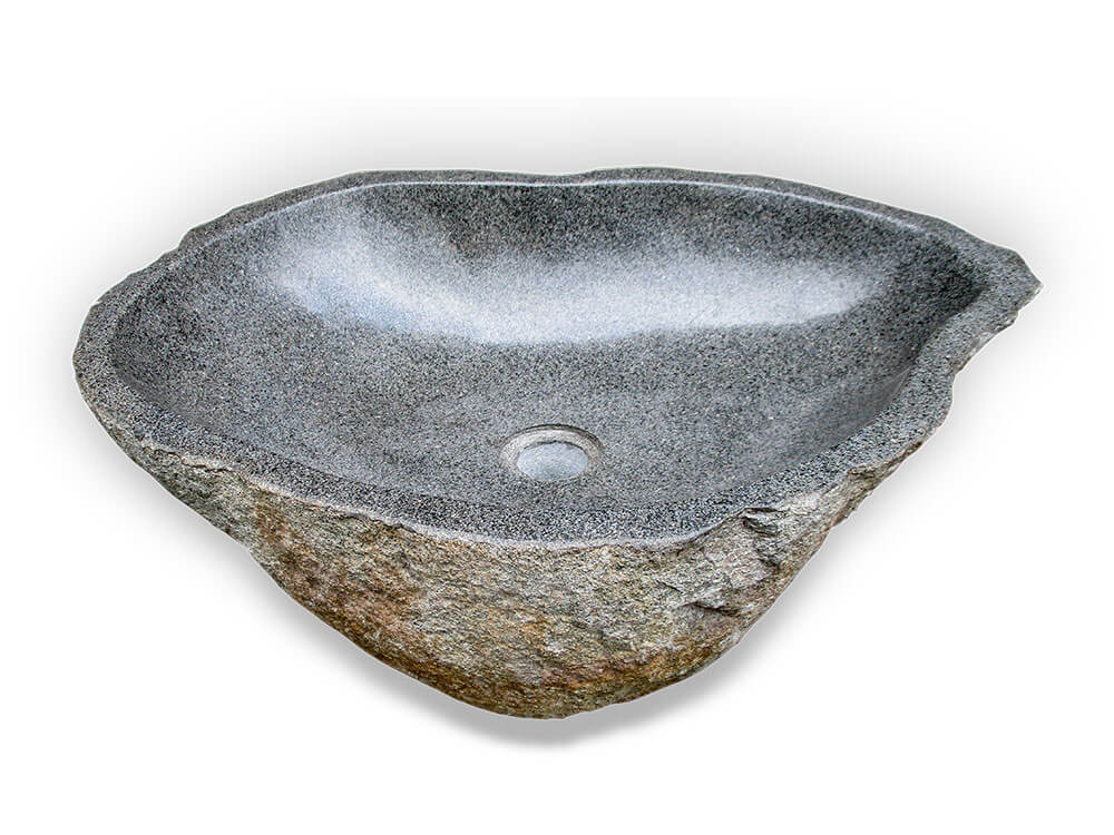 Waschbecken Naturstein Flussstein 58cm Badezimmer