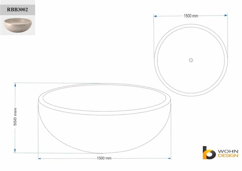 runde terrazzo badewanne steinwanne freistehende spa 150cm badezimmer rbb3002 – bild 5
