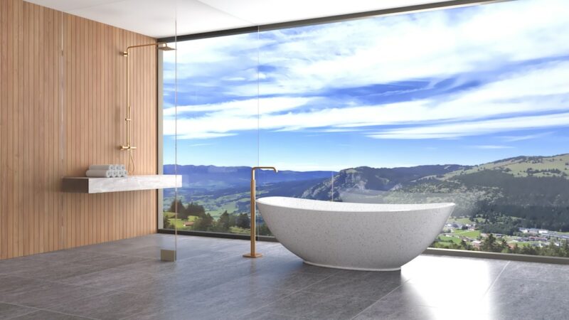 rbb3004 terrazzo badewanne oval steinwanne freistehende spa 180cm badezimmer 1