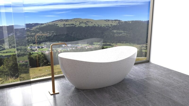 rbb3007 terrazzo badewanne oval steinwanne freistehende spa 180cm badezimmer 2