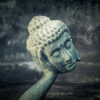 k036 buddha kopf statue figur lavastein asian antik skulptur grun haar 2