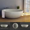 freistenede badewanne rund aus terrazzo stein