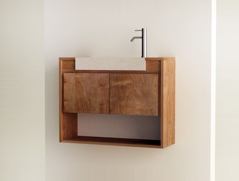 hängewaschtisch turin 32 teakholz 90cm badmöbel gäste wc unterschrank badezimmer rbk2385