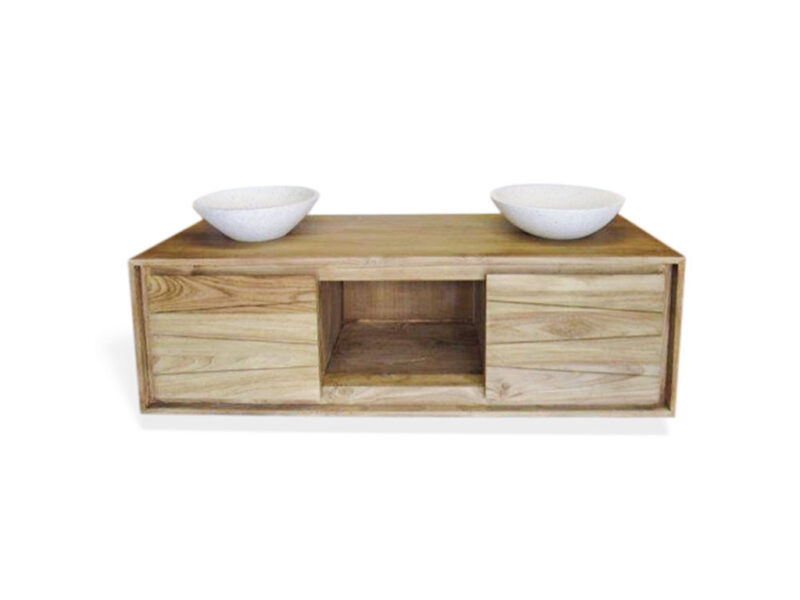 hängewaschtisch aus massivem teakholz 150cm waschbeckenunterschrank turin 96 rbk2395 – bild 3