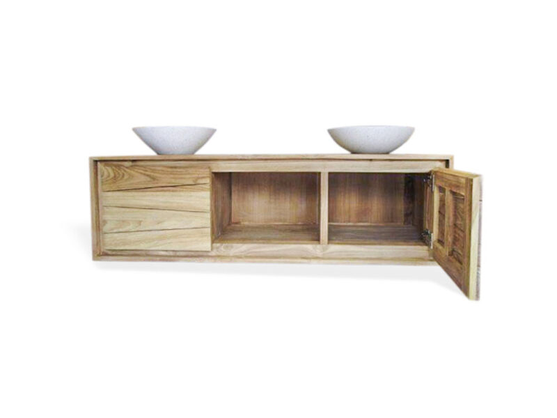 hängewaschtisch aus massivem teakholz 150cm waschbeckenunterschrank turin 96 rbk2395 – bild 4
