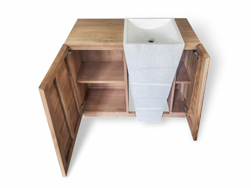 waschtisch turin 18 aus massivholz unterschrank badezimmer 100cm teakholz rbk2317 – bild 5