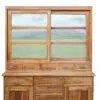 geschirrschrank buffet küchenschrank schrank massiv anrichte teakholz schubladen glas esszimmer wohnzimmer ad1669 4