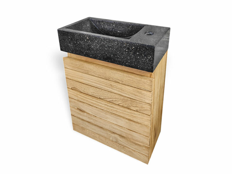 hängewaschtisch turin 33 aus teakholz 40cm badmöbel-badschrank rbk2386 – bild 2