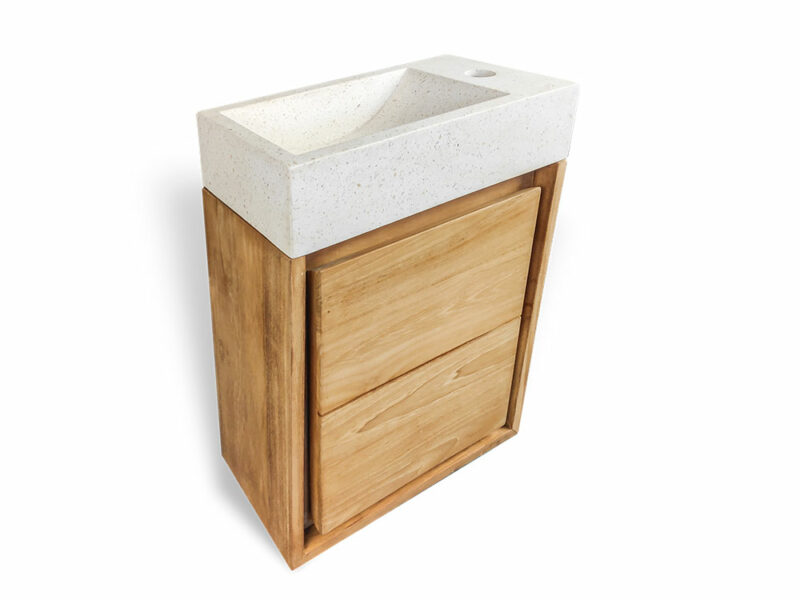 hängewaschtisch turin 35 aus teakholz 40cm badmöbel-badschrank rbk2388 – bild 2