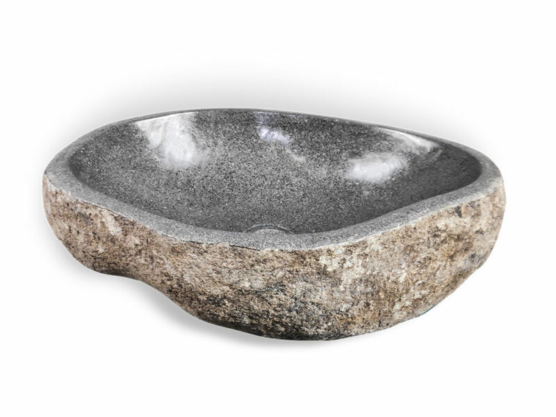flusstein waschbecken aus naturstein findling 43cm waschschale aufsatzwaschbecken rbs1202 – bild 2