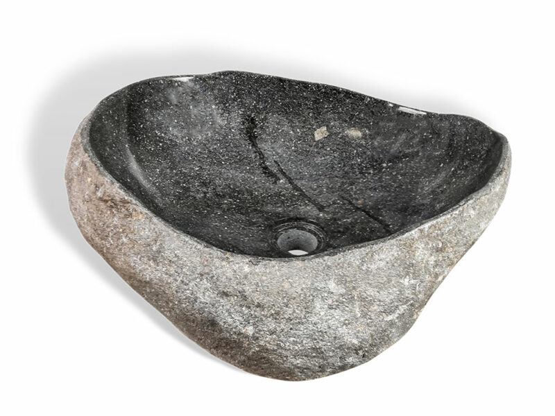 naturstein flusstein waschbecken findling 44cm waschschale aufsatzwaschbecken rbs1208 – bild 2