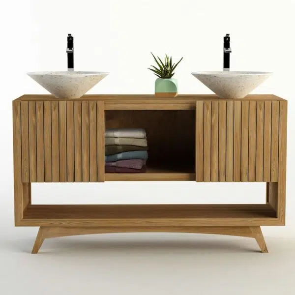 rbk2323 badmoebel teakholz teakfarbe waschtischunterschrank 140cm doppel waschtisch turin 25 2
