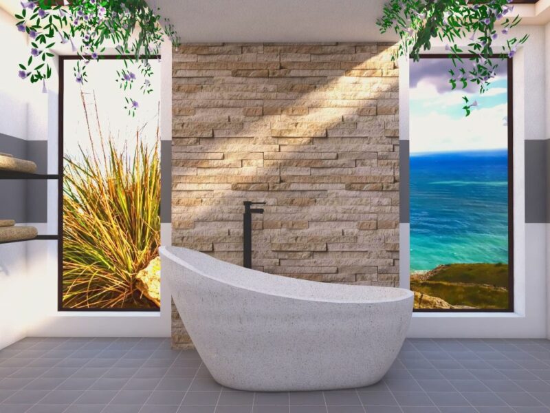 badezimmer terrazzo badewanne steinwanne freistehende spa 185cm rbb3009 1