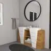 rbk2410 massiv teakholz doppelwaschtisch 150cm schwarz terrazzo waschbecken turin111 4