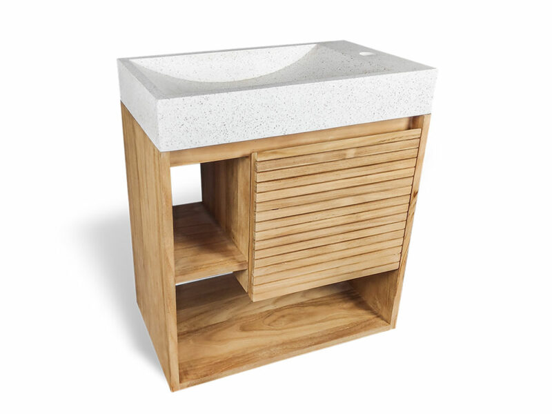 hängewaschtisch turin 29 aus teakholz 60cm massivholz badmöbel badezimmer unterschrank rbk2327 – bild 3