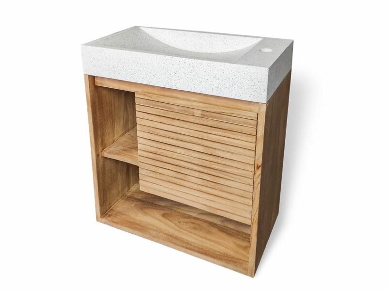 hängewaschtisch turin 29 aus teakholz 60cm massivholz badmöbel badezimmer unterschrank rbk2327 – bild 8