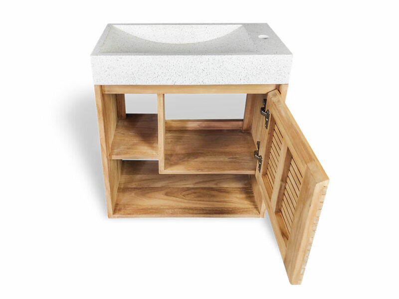 hängewaschtisch turin 29 aus teakholz 60cm massivholz badmöbel badezimmer unterschrank rbk2327 – bild 9