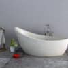 Weiße Terrazzo-Badewanne, freistehend, elegantes Design für stilvolle Badezimmereinrichtung