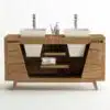 turin 23 massivholz waschtisch aus teak mit terrazzo waschbecken in creme farben