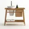 einzelwaschtisch massivholz teak
