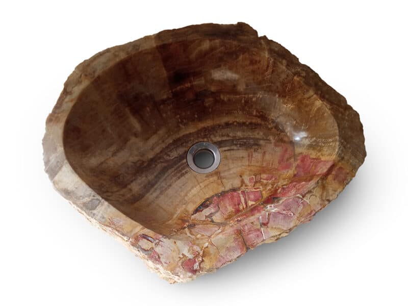 waschbecken aus verteinertem holz