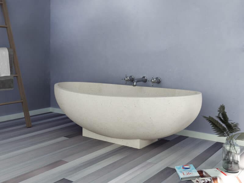 exclusive freistehende badewanne aud terrasso stein