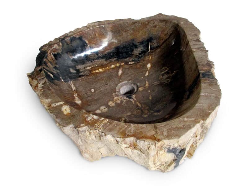 fossil versteinertes holz waschbecken rbs1180 – beeindruckende natürliche färbung und struktur.