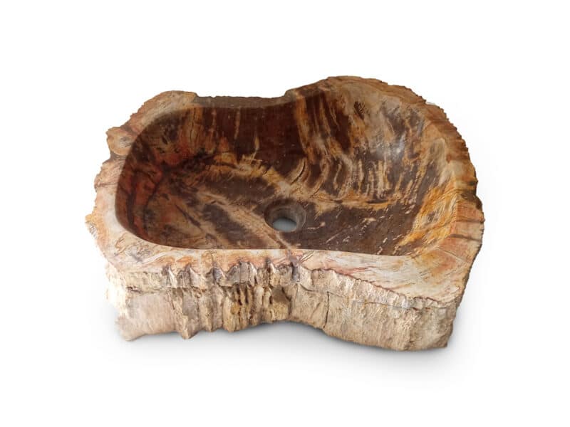 fossil versteinerten holz waschbecken – seitenansicht mit natürlicher struktur