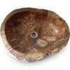 Fossiles Waschbecken aus versteinertem Holz – Ansicht von oben mit detailreicher Maserung.